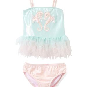 Kate Mack Butterfly Ballet Pink Swim Skirted 2 Piece NWT 2T-6X